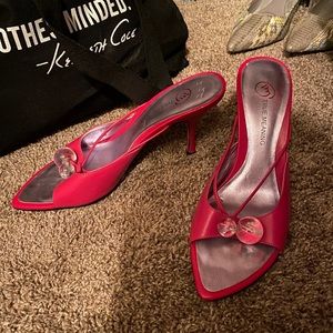 True Meaning Slip-on Hot Pink Strappy Heel